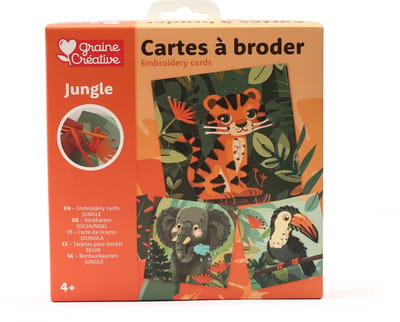 Graine Creative borduurset kaarten - Jungle dieren creatief speelgoed.