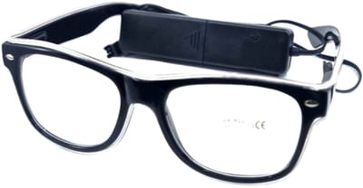 Doppler R&B LED Partybril – Wit – UV400 Neon - Batterij-Aangedreven Feestbril - Techno Party Glasses - Men & Women - Lichtgevende Bril - Bril met LED verlichting - Bril met Licht - Perfect voor Feesten & Bruiloften & Koningsdag