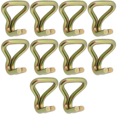 Dailygoods- Haak Dubbelpuntig 10 Stks - J-Haak - Bevestigingshaak - Cargo Beveiliging - 50x30x15mm - Goud Roestbestendig