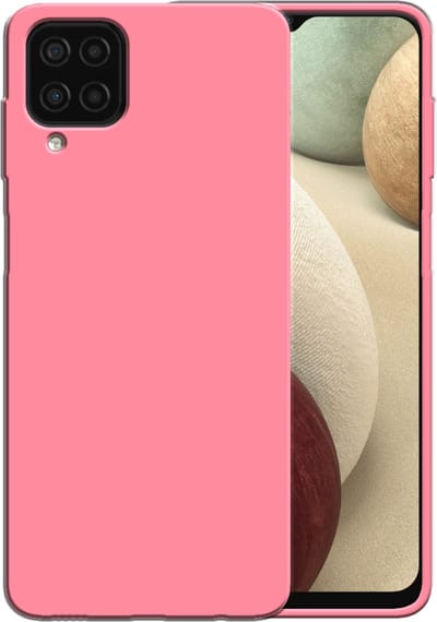 Smartphonica Siliconen hoesje voor Samsung Galaxy A12 case met zachte binnenkant - Roze geschikt voor Samsung Galaxy A12