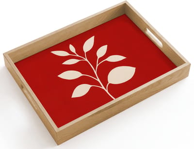 Dienblad hout 40x30 cm - Schootdienblad - Silhouet - Bladeren - Tak - Borrelplank rechthoek - Plateau dienbladen
