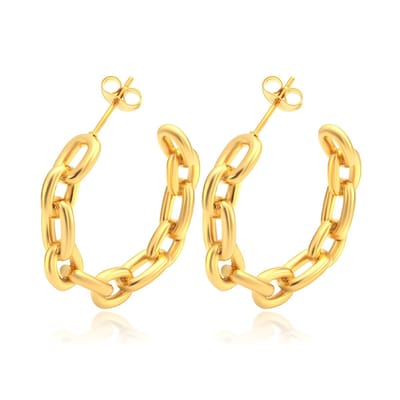 Joy Ibiza - oorringen met ovale schakels - waterproof - 30 mm - vlinder sluiting - boho bohemian style oorbellen - stainless steel - ip/pvd gold plated - hypoallergeen - geen verkleuring incl garantie