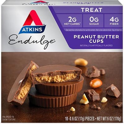 Atkins | Endulge | Chocolade Peanut Butter Cups | Doos | 10 x 17g | Koolhydraatarm eten doe je zó!