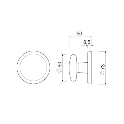 Ami voordeurknop 160/60 zwart 9005 str ( a 1 st )