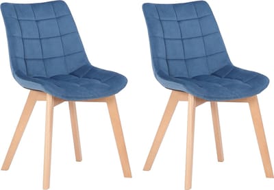 CLP Passaic Set van 2 Eetkamerstoelen - Fluweel blauw