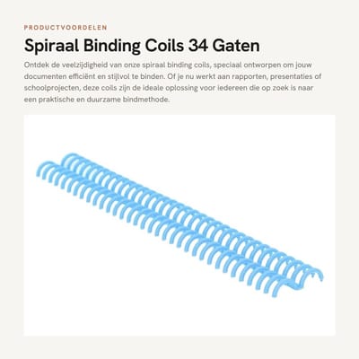 Dailygoods- Binding Coils 10 Stuks - 15mm/0.59in - Polypropyleen - Slijtvaste Stekels - 34 Gaten - Verbeterde Werkefficiëntie - Bindspiraal