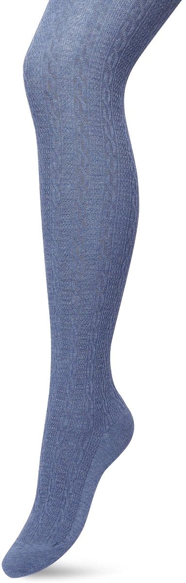 Bonnie Doon Bio Kabel Maillot Dames Jeans Blauw maat S/M - Ingebreid Kabel patroon - Biologisch Katoen - Uitstekend draagcomfort - Classic Cable Tights - OEKO-TEX - Gladde Naden - Klassiek - Denim Blue Heather - BP211903.214