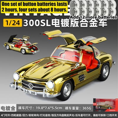 1:24 Mercedes Benz 300Sl Gullwing W198 Verchroomde Gemodificeerde Editie Legering Auto Diecasts & Speelgoedvoertuigen Automodel Miniatuur Cadeau