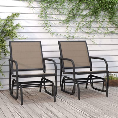 vidaXL - Schuifstoelen - voor - tuin - 2 - st - 61x76x87 - cm - textileen - staal - bruin
