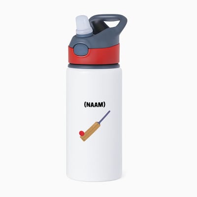 Hacebo® - Cricket met eigen naam waterfles met rietje rood - Cricket - Cricketer - Sport - water fles - 650ML