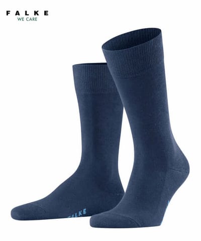 FALKE Family eenkleurig katoen sokken heren blauw - maat 43-46