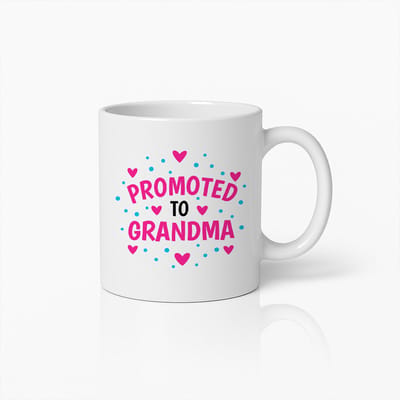 Promoted to Grandma Mok 330ml – Schattige Zwangerschapsaankondiging Koffiebeker, Hartverwarmend Cadeau voor Nieuwe Oma’s