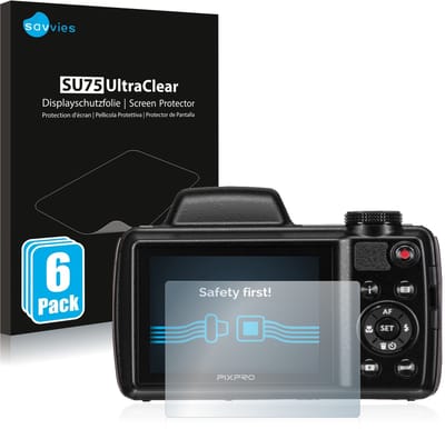 Savvies - Screenprotector voor Kodak Pixpro AZ525 - Folie Beschermfolie transparant 6 Stuks