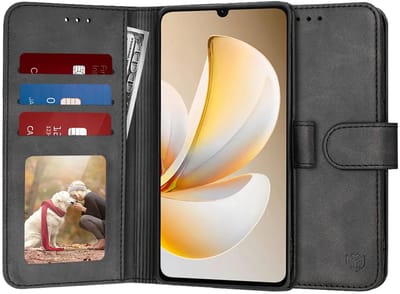 Hoesje geschikt voor Realme Note 70T - Techsuit Diary Book Wallet Case - Zwart