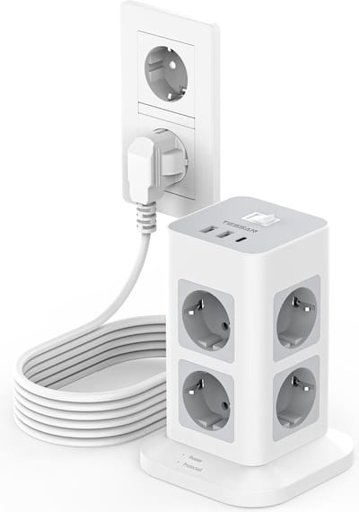 Verlengkabel Meervoudige Contactdoos-Overspanningsbeveiliging-Meervoudige Stekkerdoos-USB Meervoudige Stekkerverdeeldoos-Verlengsnoer Stopcontact Toren-Thuis 3600W 16A