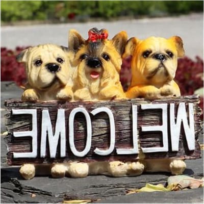 Welkomstbord Hond - Dierenbeeld - Huis Decoratie - Levensechte Details - 14.5x6x12 cm - B