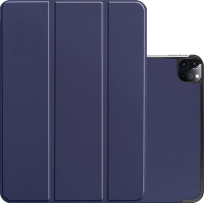 Hoes - Geschikt voor Apple iPad Pro (2022) - 11 inch - 4e generatie - Dun & Stevig - Trifold Bookcase - Hard Cover Case - Met Uitsparing Geschikt voor Apple Pencil - Hardcover Book - Tablet Hoesje - Donkerblauw