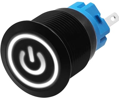 ProRide Metalen Drukschakelaar 12V ON-OFF - 19mm - Aan/uit schakelaar - Spatwaterdicht - 12V/24V - LED Indicatie Wit