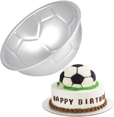 Taartvorm in de vorm van een voetbal - 3D bolvormig - bakvorm - antiaanbaklaag - 20,6 cm * 1 mm - geschikt voor thuis bakken voor verjaardagen - zilver