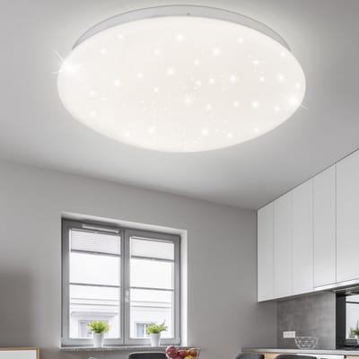 LED plafondlamp ster effect slaapkamerlamp sterrenhemel wit rond, 1x 12W 750Lm warm wit 3000K, DxH 29x9 cm