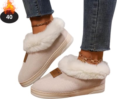 Nivard Warme Pantoffels - Sloffen - Slippers - Dames - Heren - Pluche - Maat 40 - Creme Roze