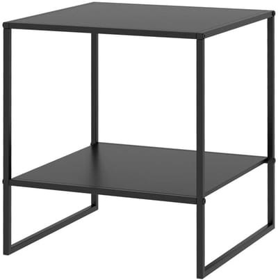 Dubbele Opbergrekken Bijzettafel Salontafel Nachtkastje Met Krassenbestendige Tafelpoten Stevig Metaalframe Modern Minimalistisch Ontwerp Geschikt voor Sofa, Woonkamer, Slaapkamer 40x40x45 cm Zwart
