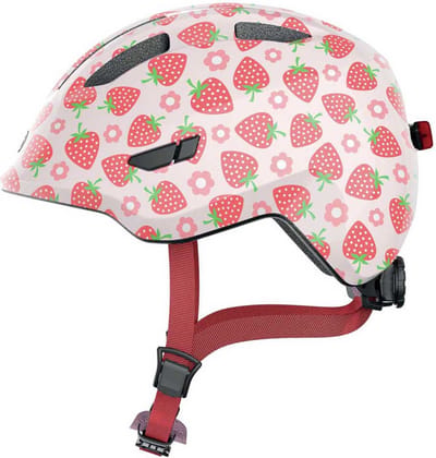 Fietshelm ABUS SMILEY 3.0 LED rose strawberry M - 50-55 cm - pink - Geschikt voor gebruik op kinderfietsen - 250 g