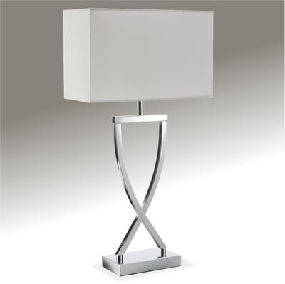 tectake® Tafellamp Avina - Lamp voor Slaapkamer, Woonkamer, Bureau - Modern Design - 27 x 12 cm Lampenkap - E27 - Chroomkleurig Frame