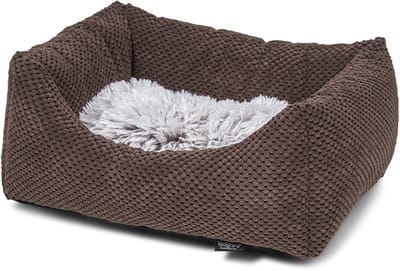 vadigran hond of kattenmand 50 cm Harry-bruin - omkeerbaar kussen pluche versus mandstof(bruin)- machinewasbaar