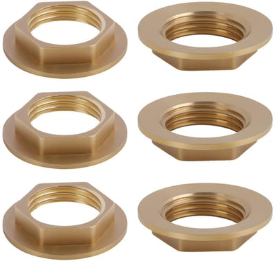 Dailygoods- Zekeringsmoeren 6 Stuks - Zeskantige Flens - Messing - G1/2 Binnendraad - Corrosiebestendig - Eenvoudig te Monteren - Borgmoeren