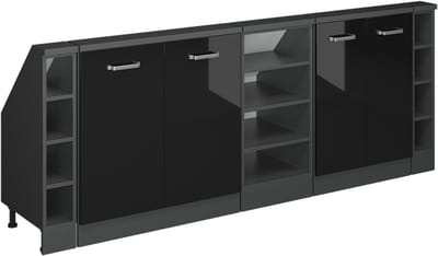 Vicco R-Line Keukenkast voor schuine wand – 210 cm Set van 5 Hoogglans zwart/antraciet