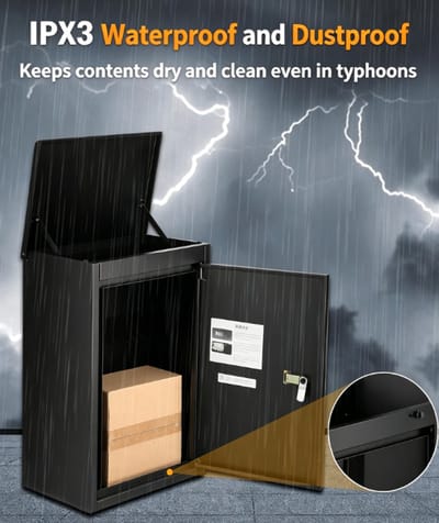 Triumpunpre Pakketkluis buiten muurbevestigd 39x26x53 cm - Stalen pakketbox met cijferslot - Veilige pakketontvangkast voor thuis - Weerbestendig en inbraakwerend - Grote pakketten opbergbox zwart
