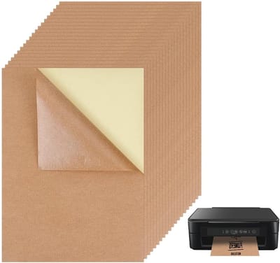 50 Stuks A4 Burlywood Kraft Label Stickers - Zelfklevende Printbare Labels voor Flessendecoratie, Feestbenodigdheden en Creatieve Projecten
