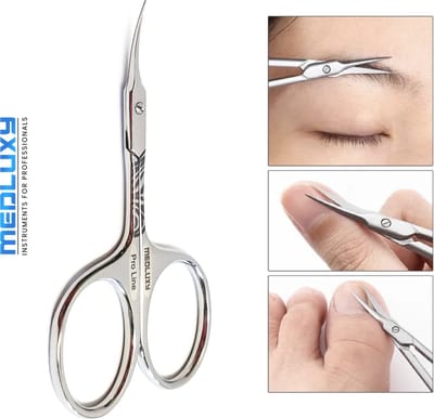 MEDLUXY® Pro - Nagelriemschaar (huid- en vellenschaartj) - Gebogen - Spits / Scherp punt - 9 cm - Comfort greep [Nagelriemknipper, Cuticle Cutter (voor verwijderen van nagelriem)]