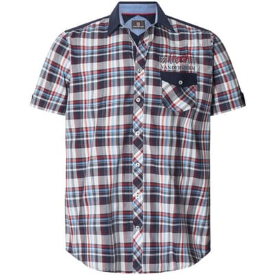Jan Vanderstorm herren Overhemd Met Korte Mouwen - 41/42 - donkerblauw - Plus Size