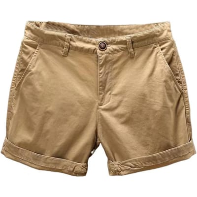 Heren Zomer Strandshorts Mid-rise Elastische Taille Casual Shorts Effen Kleur Zakken Design Cargoshorts Streetwear 33 beige