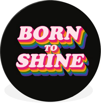 WallCircle - Wandcirkel - Muurcirkel - Quote - Regenboog - Roze - Zwart - Aluminium - Dibond - 30x30 cm - Binnen en Buiten