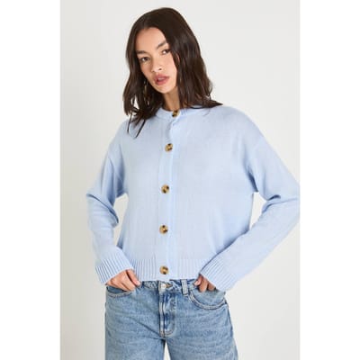 boohoo Dames Gebreid Vest Met Ronde Hals En Zachte Tricot | Babyblauw | Maat: Medium
