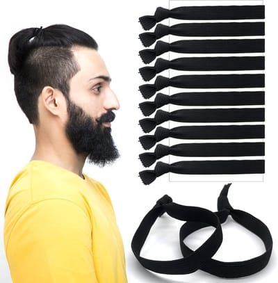 Haar elastiekjes voor mannen, set van 10, elastische haarbanden voor lang haar, geschikt voor krullen en vlechten, ideaal voor een stevige grip