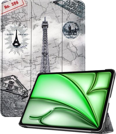 Hoesje Geschikt voor Apple iPad Air M3/M4 (2025/2026) - 11 inch - Dun & Stevig - Trifold Bookcase - Hard Cover - Hardcover Book Case - Tablet Hoes - Eiffeltoren