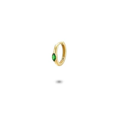 Twice As Nice Oorbel per stuk in 18kt verguld zilver, groene ellips