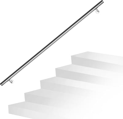 Trapleuning Roestvrij Staal - Wandsteun Reling - Veilig Traplopen - Inclusief Bevestiging - 160 cm Lengte - Zilverkleurig