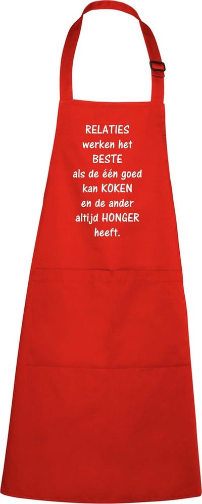 Keukenschort - BBQ schort - Relaties werken het beste als…  - rood