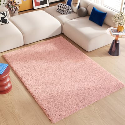 Tapiso Essence Vloerkleed Roze Hoogpolig Shaggy Tapijt Maat- 80x150