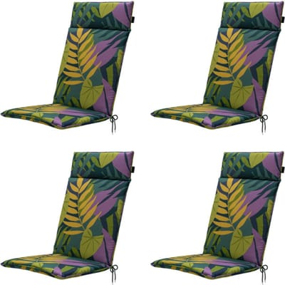 Madison - Tuinstoelkussen Hoge Rug Iven green - Ca. 120x50 cm - Set van 4