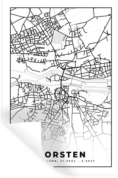 Muurstickers - Sticker Folie - Stadskaart - Dorsten - Kaart - Plattegrond - 20x30 cm - Plakfolie - Muurstickers Kinderkamer - Zelfklevend Behang - Zelfklevend behangpapier - Stickerfolie