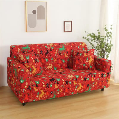 Kerst Bankhoezen Voor Woonkamer Stretch Spandex Bankhoezen Elastische L-Vormige Bankhoes Kerstversiering 1seater 90-140cm 1Pc