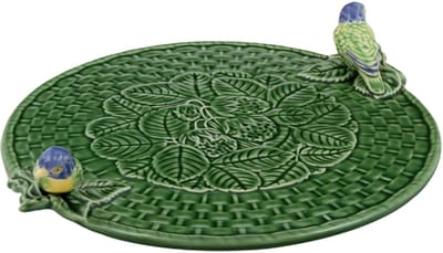 Bordallo Pinheiro kaastray groen met 2 vogeltjes - 31 cm