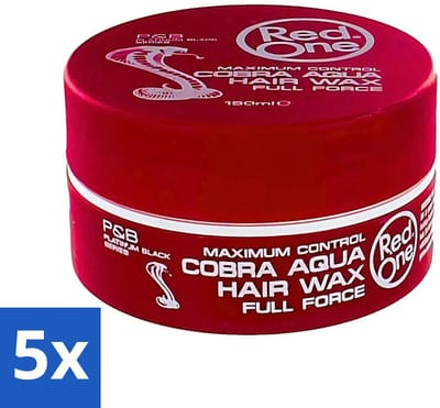 5 x Red One - Haarwax - Cobra Aqua - Maximale Controle - Voor Krachtige Hold & Glans - 150 ml - Haarwax - Styling Wax - Haartype - Haarkleur - Haartypen