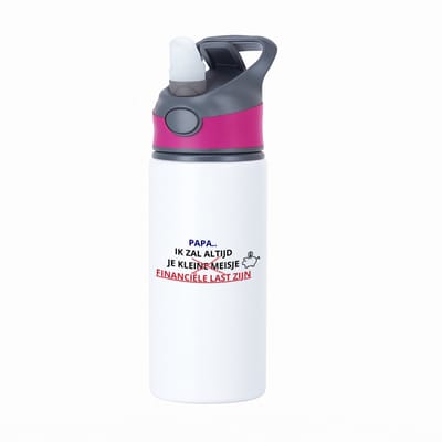 Hacebo® - Papa cadeau waterfles met rietje roze - Papa - Verjaardag papa - Vader cadeau - Vader - Vader cadeautjes - Vaderdag cadeau - Vader cadeautjes verjaardag - liefste papa - papa - Leuk kado om te geven - water fles - 650ML